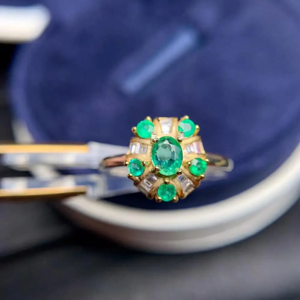 Модное кольцо с красным Рубином/зеленым изумрудом женское серебряное ювелирное