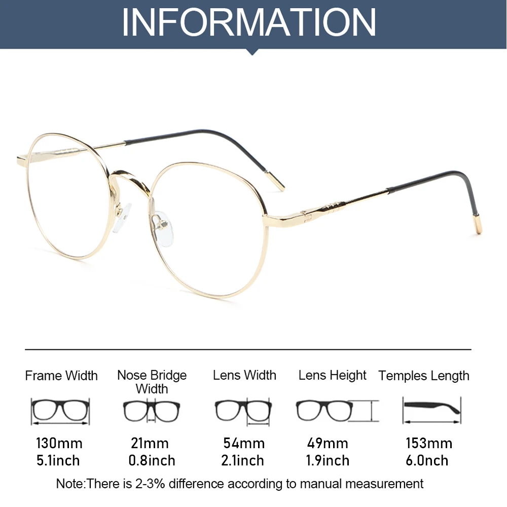 

2021 New Fashion Metal Glasses Women Men Vintage Round Frame Eyewear Eye Protection Ultra Light Eyeglasses Computer Goggles