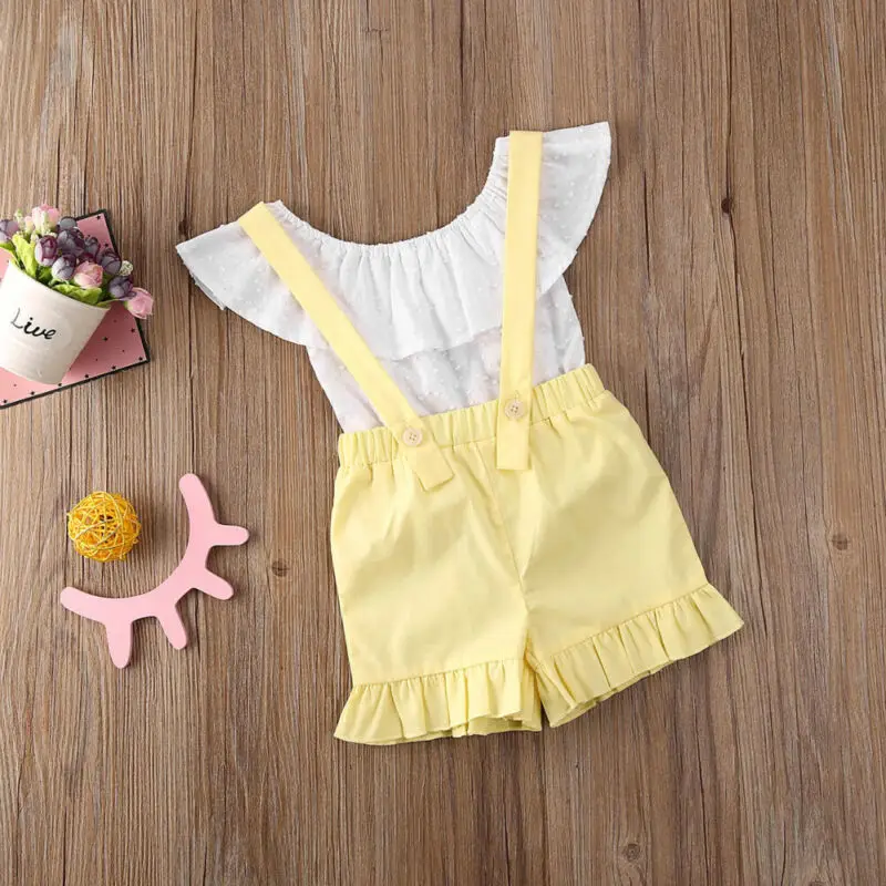 Комплект из 2 предметов одежда для маленьких девочек жилет с оборками без рукавов