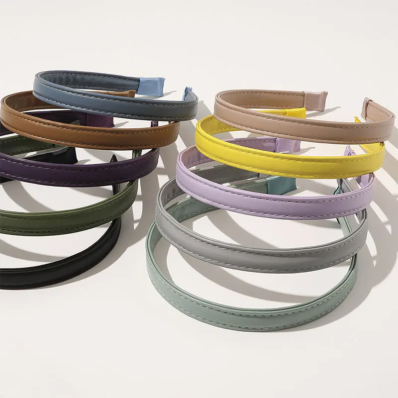 Однотонная женская повязка на голову из пластика и искусственной кожи обруч для