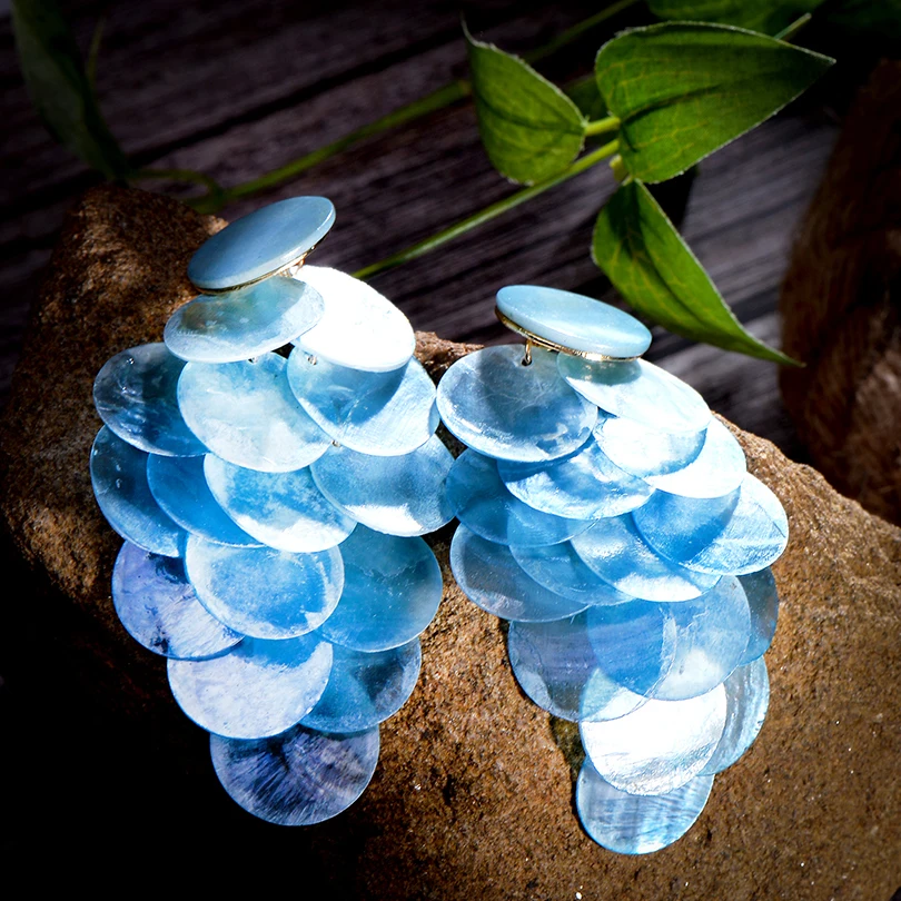 Женские серьги с кисточками Za эффектные синие круглые серьги-подвески в богемном