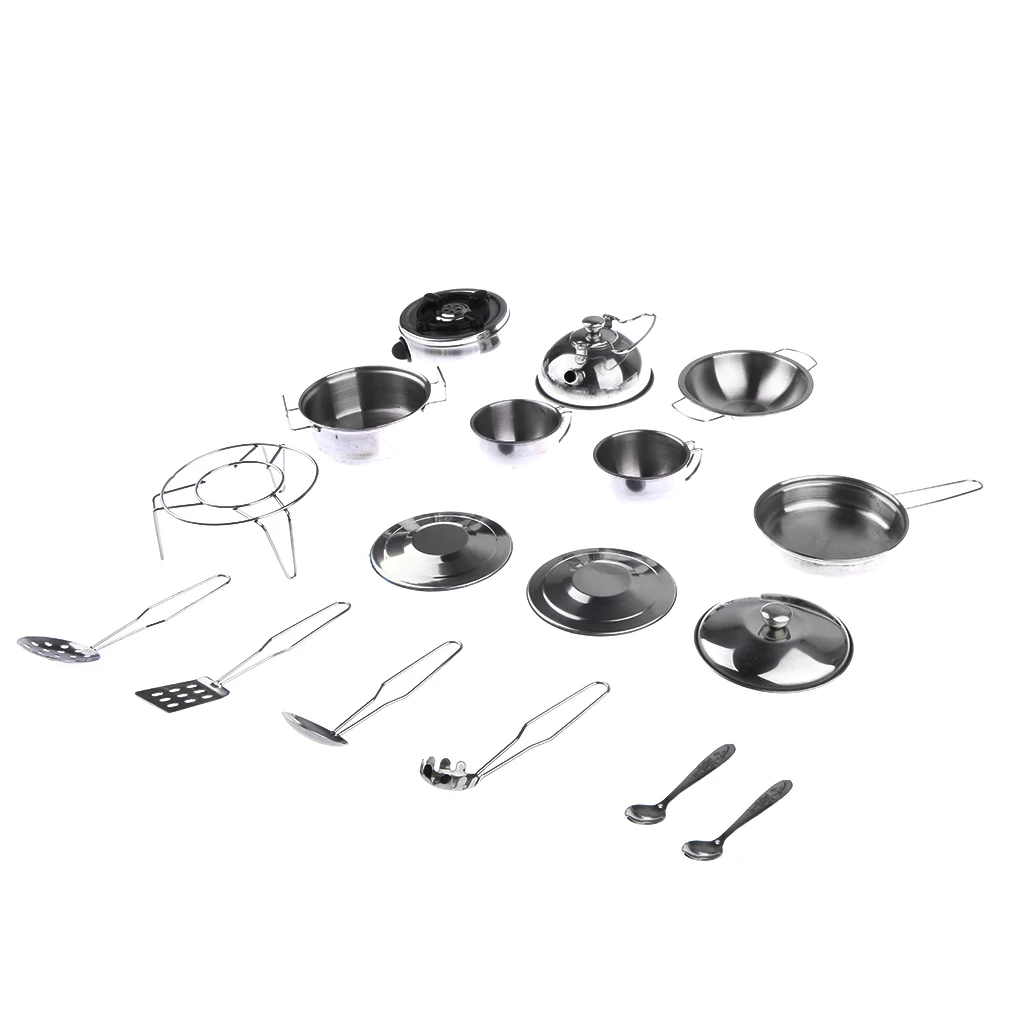 Детская кухонная металлическая посуда игровой набор универсальный кухонный