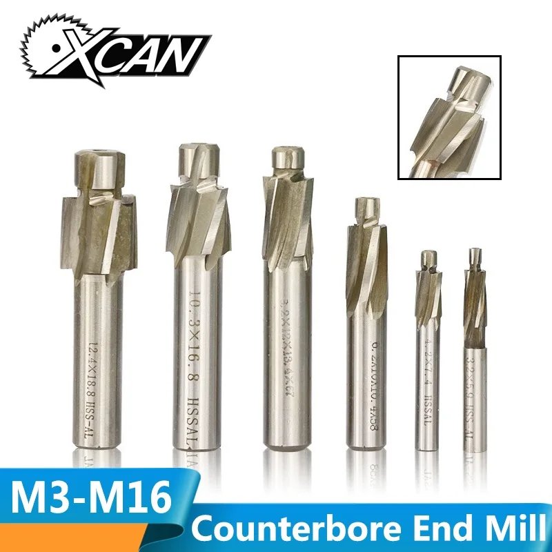 XCAN 1 шт. 4 Флейта HSS Цековка торцевой фрезы M3.2-M16.5 пилота долбежный инструмент фреза для дерева/металла сверления Зенковка