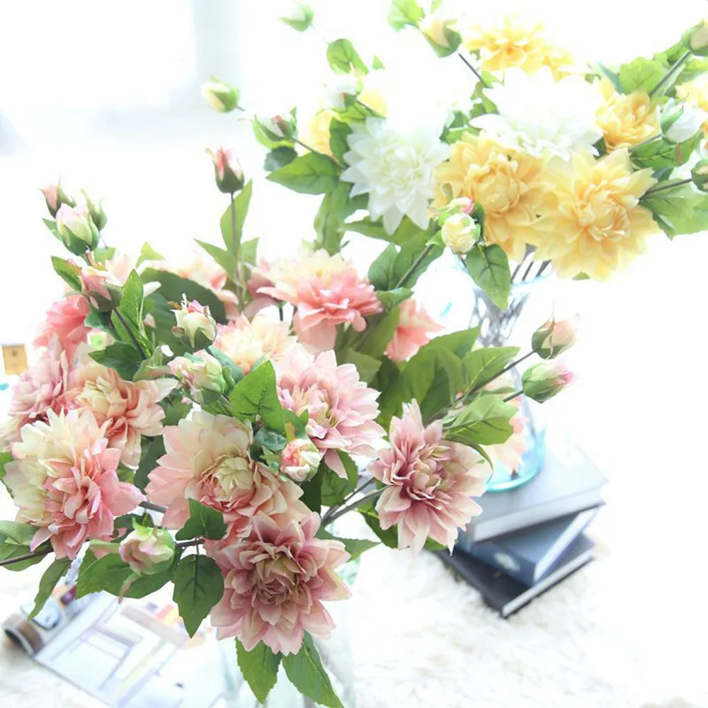 1 шт. Искусственные цветы Dahlias шелковые как настоящие искусственные для свадебной