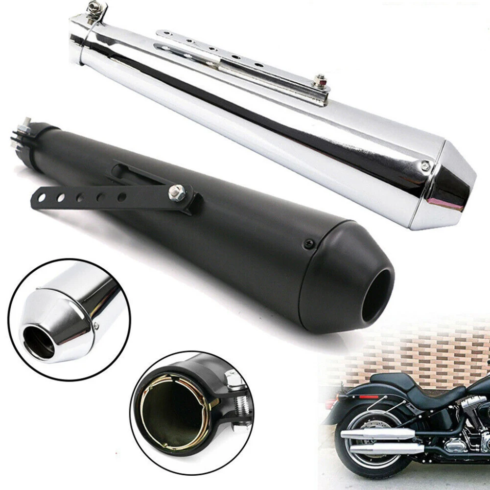 

Motorcycle Retro Exhaust Pipe with Sliding Bracket Matte Modified Tail Exhaust System for Cafe Racer Motorbike Accessories