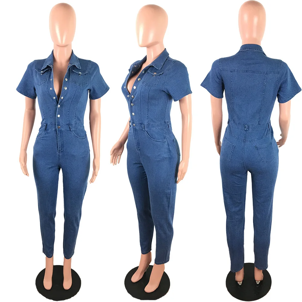 

The new 2020 hot fashion sexy denim jumpsuit ladies slim casual jumpsuit