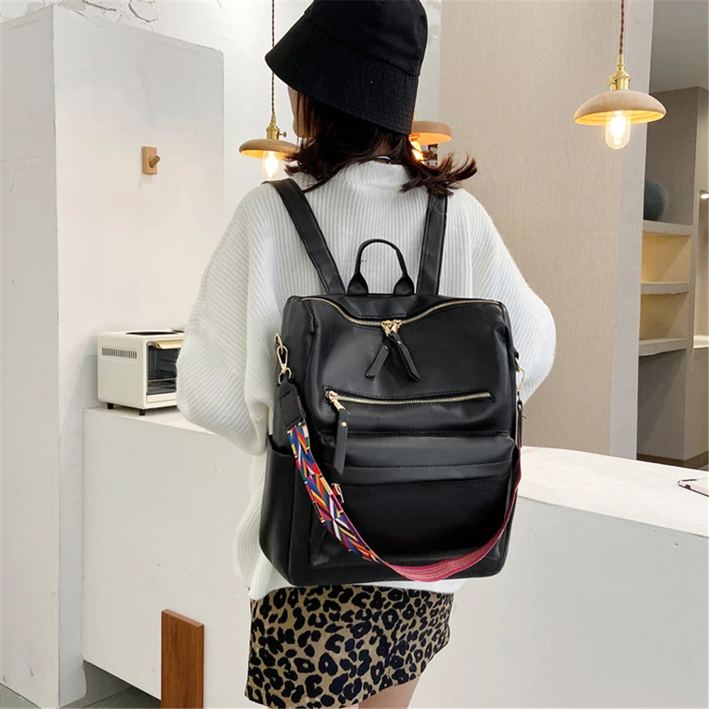 

Simple Multifunctional Backpack Teenage Girl Buckle Portable Travel Bag Female Schoolbag Women Backpacks Best Gift Dropship