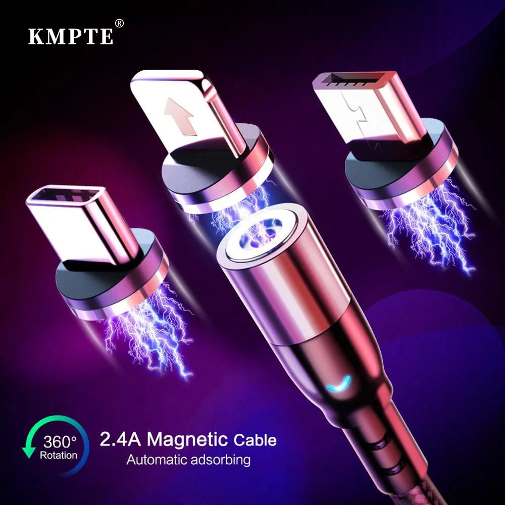 Магнитный зарядный кабель KMTPE Micro USB 2 м Type C для быстрой зарядки Xiaomi Redmi Note S9 8 Pro K30