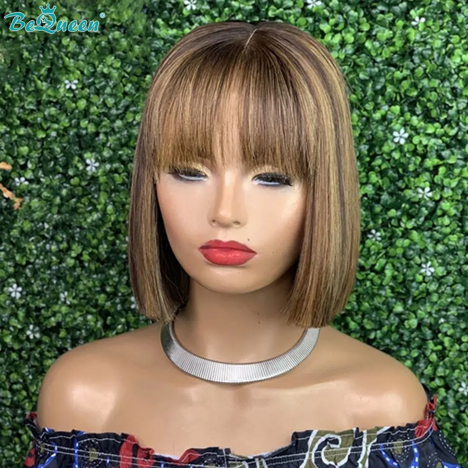 BeQueen Парик с эффектом омбре полностью машинная работа челкой плотность 200%