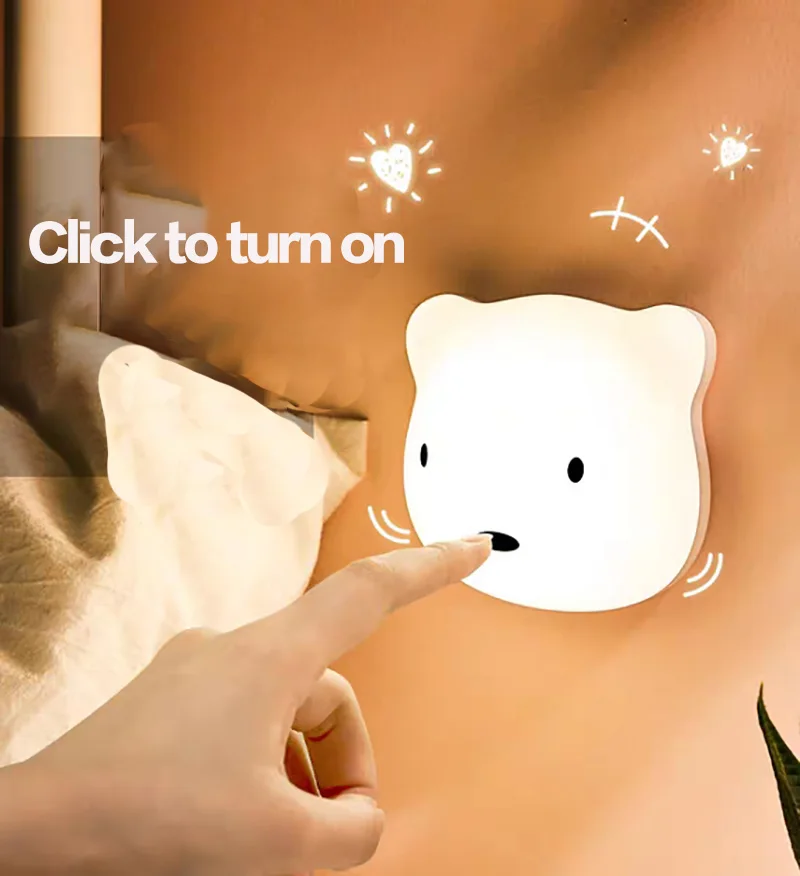 

USB Rechargeable night light Touch Sensor Removable Wall Lamp Portable Cute Bear Desk lamp for Bedroom Cabinet Stairs Decorative