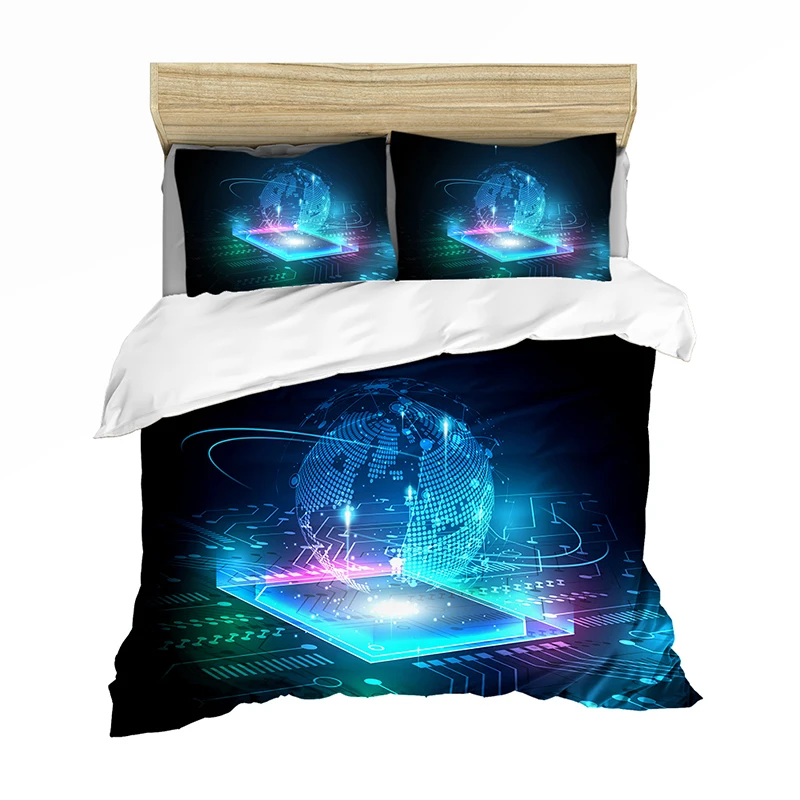 Bedding set Bedclothes Include Duvet Cover Pillowcase Print Home Textile Bed Linens Laser Earth Comfoter Soft King-Full Size | Дом и сад