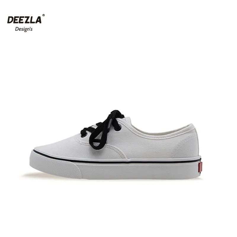 

2021 White Canvas Sneakers Women Casual Shoes Flat Comfort Soft Female Trainers Solid Lace Up Woman Vulcanize Shoes Student New