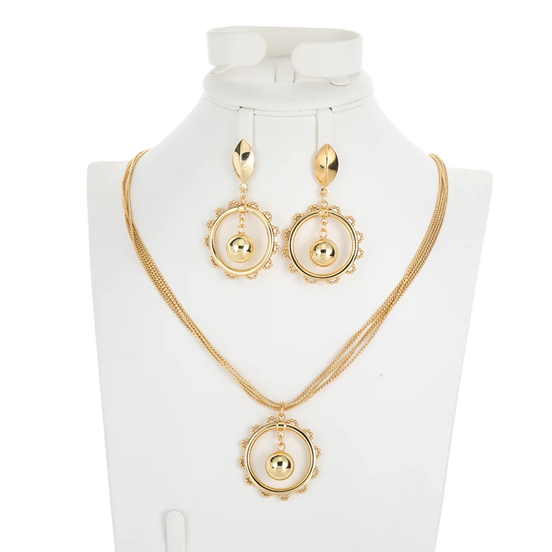 

2021 Dubai Jewelry Sets Gold Plated Necklace Wholesale Factory Direct Sales Fashion Exquisite Women Jewelry Sets