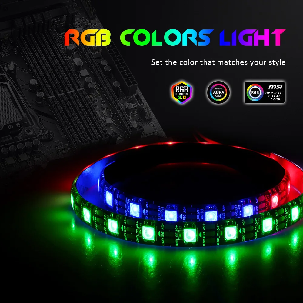 WS2812b цифровой адресуемый светодиодный светильник для ПК, ASUS Aura SYNC RGB 3 pin 5V ADD Header на материнской плате, MSI Mystic светильник SYNC