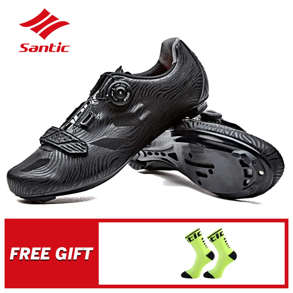 

Santic Men's Pro Cycling Shoes Road Bike Lock Shoes Nylon Sole TPU Breathable Self-locking Shoes Sports Bicycle Riding Equipment