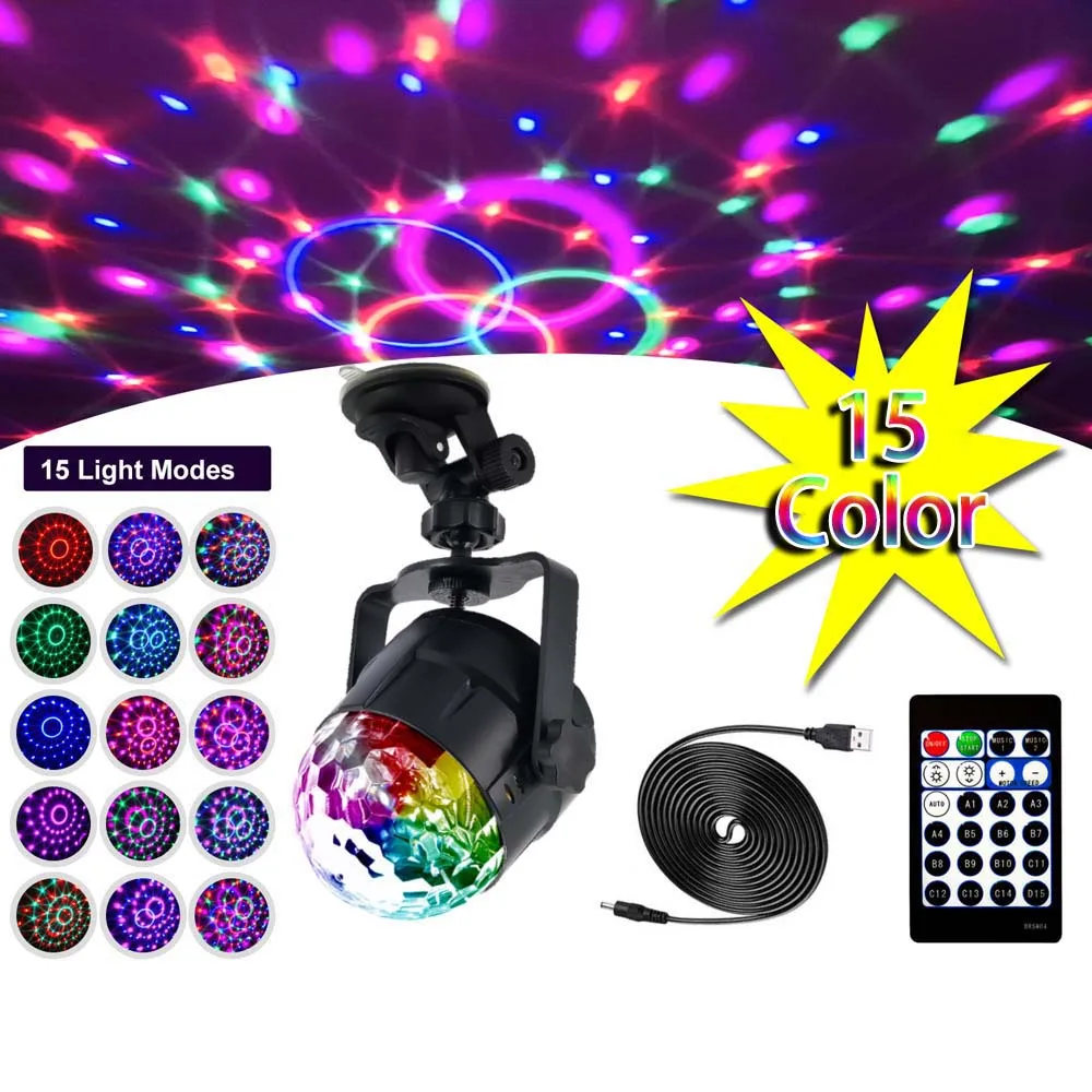 

15 Color LED Ball Stage Light Disco Sound Magic Ball DJ Party LED Lights 3W Colorful Laser RGB Light For Christmas Wedding KTV