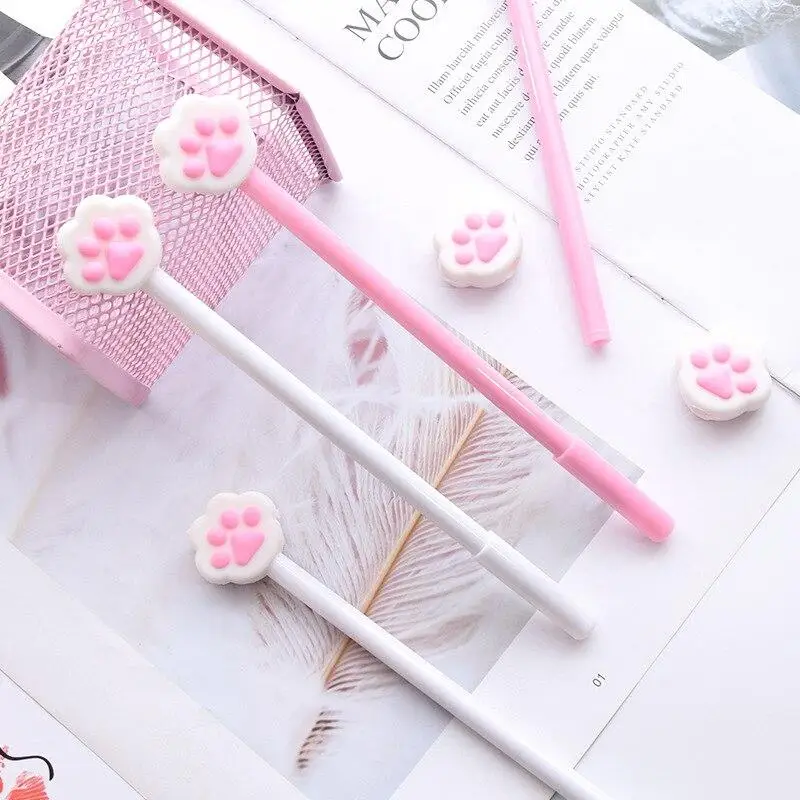 

Cute Cat Paw Pink Heart Gel Pen Signature Pen 0.5mm Black Ink School Office Supply Promotional Gift Students Stationery
