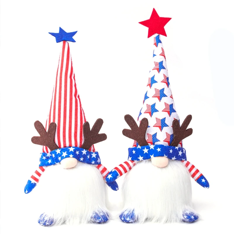 

Patriotic Gnome Veterans Day American President Election Decoration Tomte 4th of July Gift LED Stars Stripes Elf Ornaments 28GF