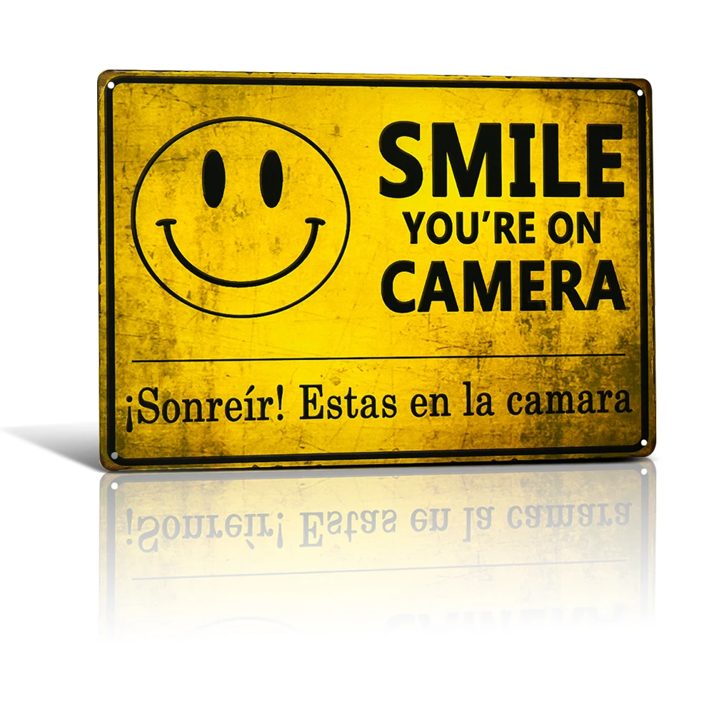 

Smile You're on Camera Metal Tin sign Art Poster Craft Wall Painting Wall Decoration