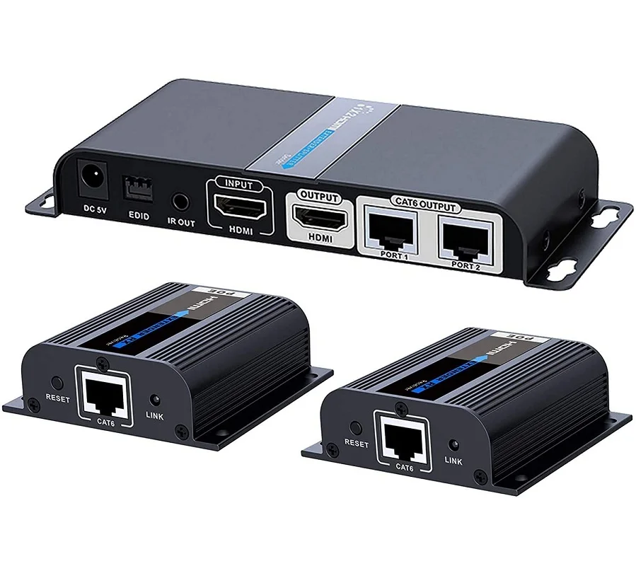 1x2 HDMI разветвитель Удлинитель на Cat6/7 до 40 м с ИК 1080p loop out LKV712PRO(1 Отправитель + 2