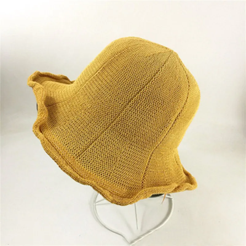 

Spring and Autumn summer day art knit pure color folding basin hat fisherman hat travel sun block sun hat