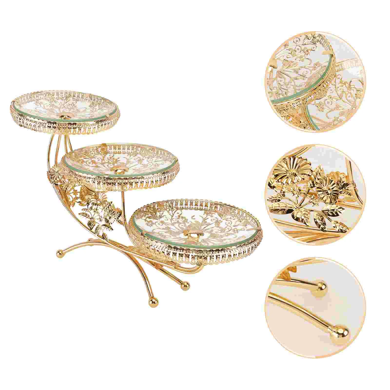 

1Pc Dessert Storage Tray Cake Display Stand Cake Stand Cupcake Holder (Golden)