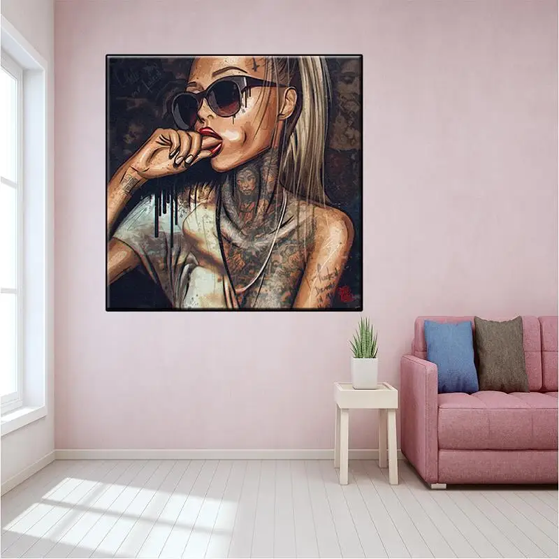 

JustPaint DIY Painting By Numbers Set Abstract Tattoo Wild Girls Portrait Home Decor Oil Paint By Number For Adults