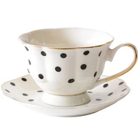 2021ceramic coffee cup with saucer dot stripe coffee tea cup ceramic cup coffee cup tea cup for office home gift black and white