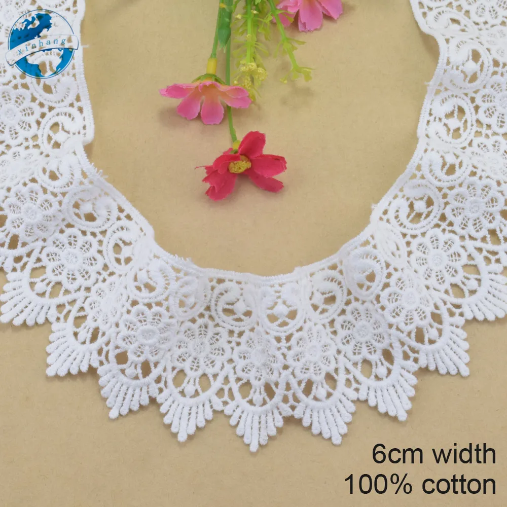 6 см белое кружево 100% хлопок вышивка французская кружевная лента ткань гипюр