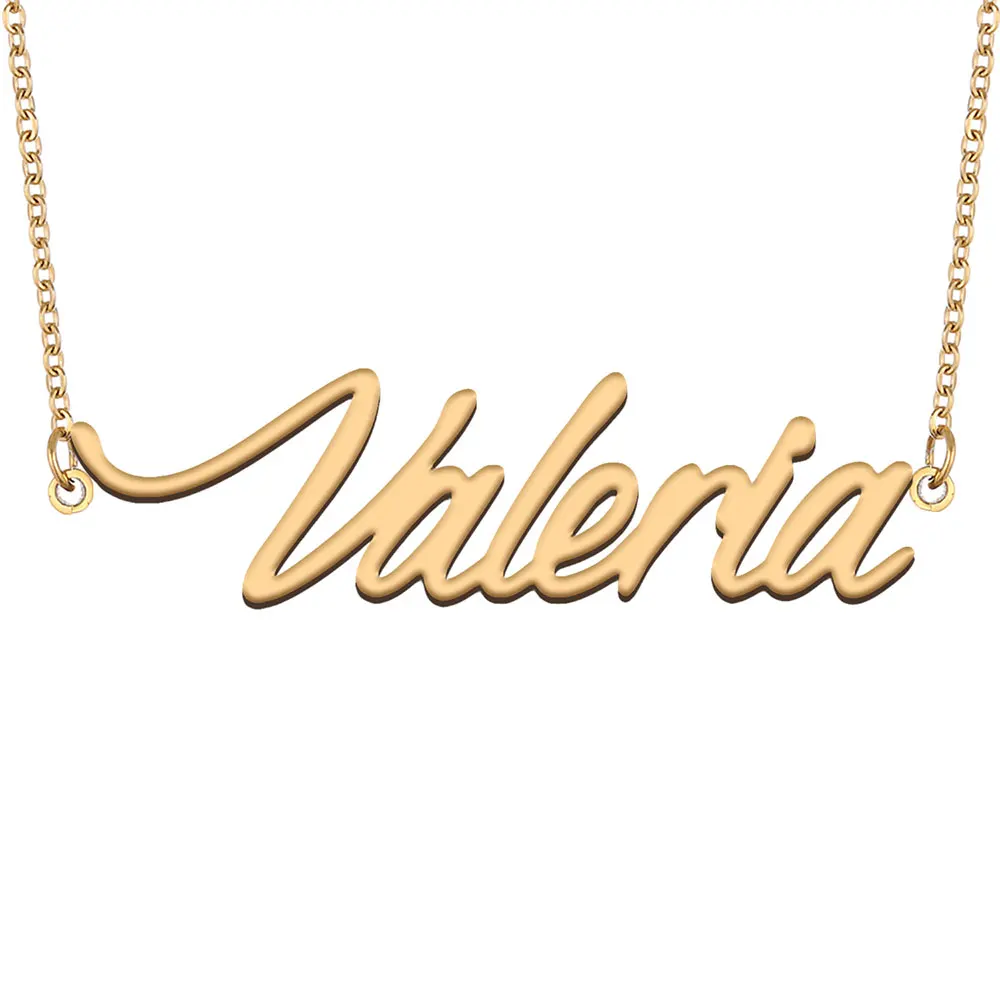 

Valeria Name Necklace for Women Stainless Steel Jewelry with Gold Plated Nameplate Pendant Femme Mother Girlfriend Gift