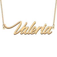 valeria name necklace for women stainless steel jewelry with gold plated nameplate pendant femme mother girlfriend gift