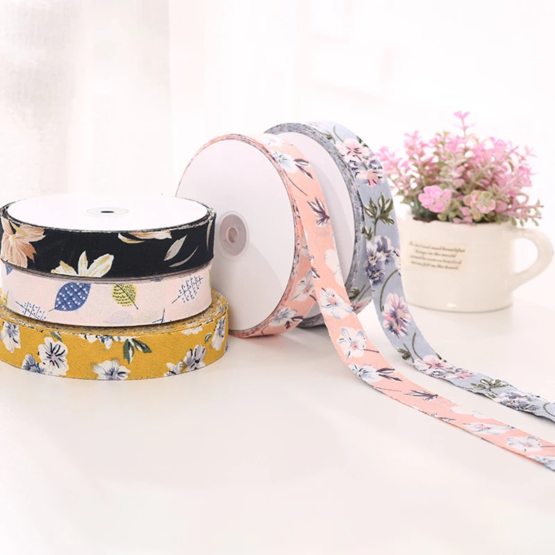 

5yards Lovely Floral Printed Grosgrain Ribbon for DIY Hair Accessories Bow Craft Card Gifts Wrapping Wedding Party Decor