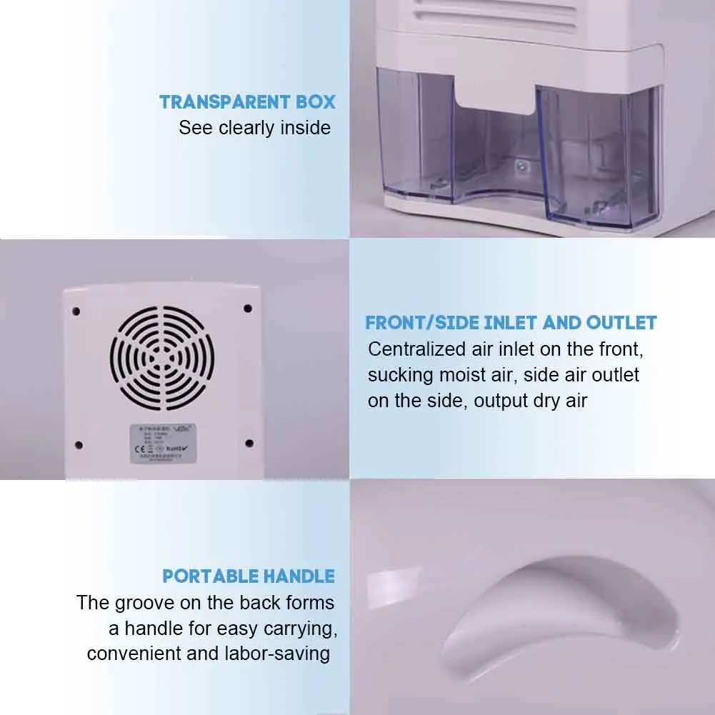 

800ml USB Rechargeable Mini Dehumidifier Moisture Absorber Semiconductor Home Bookcases Ultra Quiet Bedroom Cabinet Wardrobe