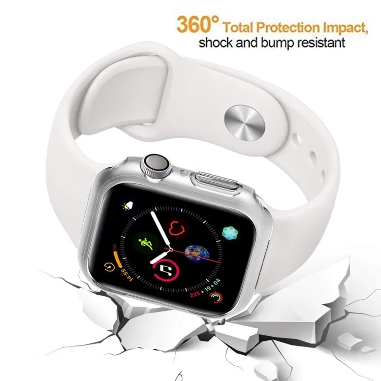 Чехол для Apple Watch Series 5, 4, 3, 2, 1, ТПУ, силиконовый, прочный, прозрачный, облегающий бампер, мягкий чехол для часов 5, 40 мм, 44 мм, задняя крышка