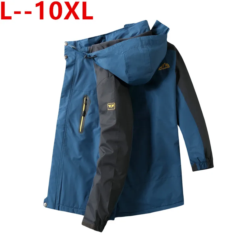 

Мужская Осенняя утепленная куртка-бомбер 10XL 8XL, теплая ветрозащитная куртка на молнии с капюшоном, Мужская парка с капюшоном