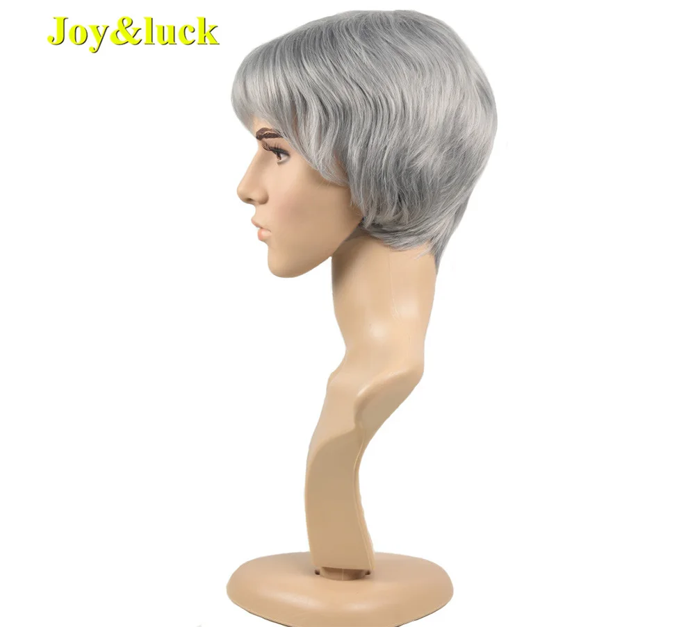 Модный мужской серый парик Joy & luck короткие Синтетические прямые волосы парики