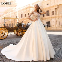 lorie a line princess wedding dresses satin boho lace bride gows appliqued half sleeve vestido de voiva boho wedding gowns