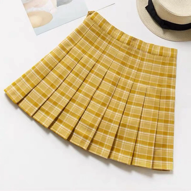 

Zoki Sexy Women Pleated Skirt Fashion Plaid High Waist Girls Mini Skirt A Line Summer Preppy Style Korean Slim Dance Skirt 2021
