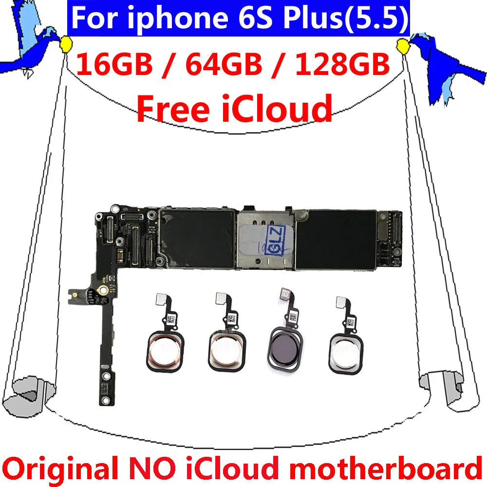 Оригинальная разблокированная материнская плата для iphone 6 S Plus 16 Гб 64 128 ГБ с/без