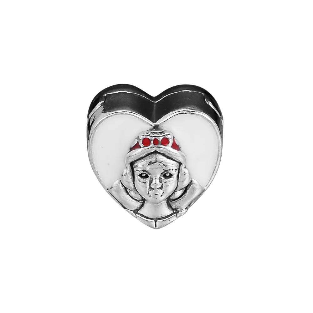 Vintage Beads Snow White Portrait Clip Charms Silver 925 Original Fits European Woman Bracelets DIY For Jewelry Making | Украшения и