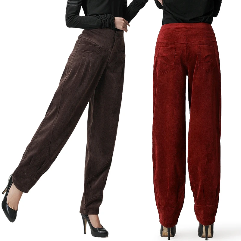 Новинка Осень зима 2020 свободные бархатные брюки с высокой талией большого
