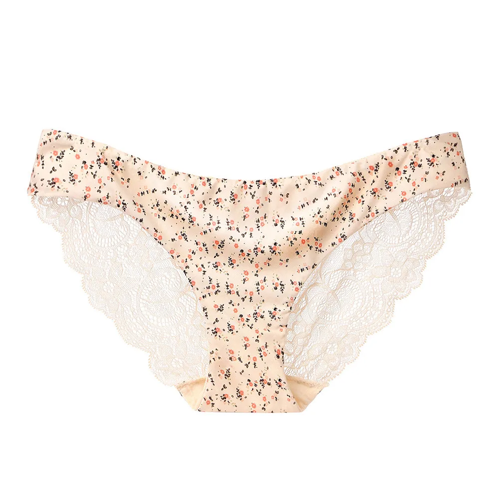 Цветочный принт сексуальные трусики для женщин кружевное нижнее белье с низкой