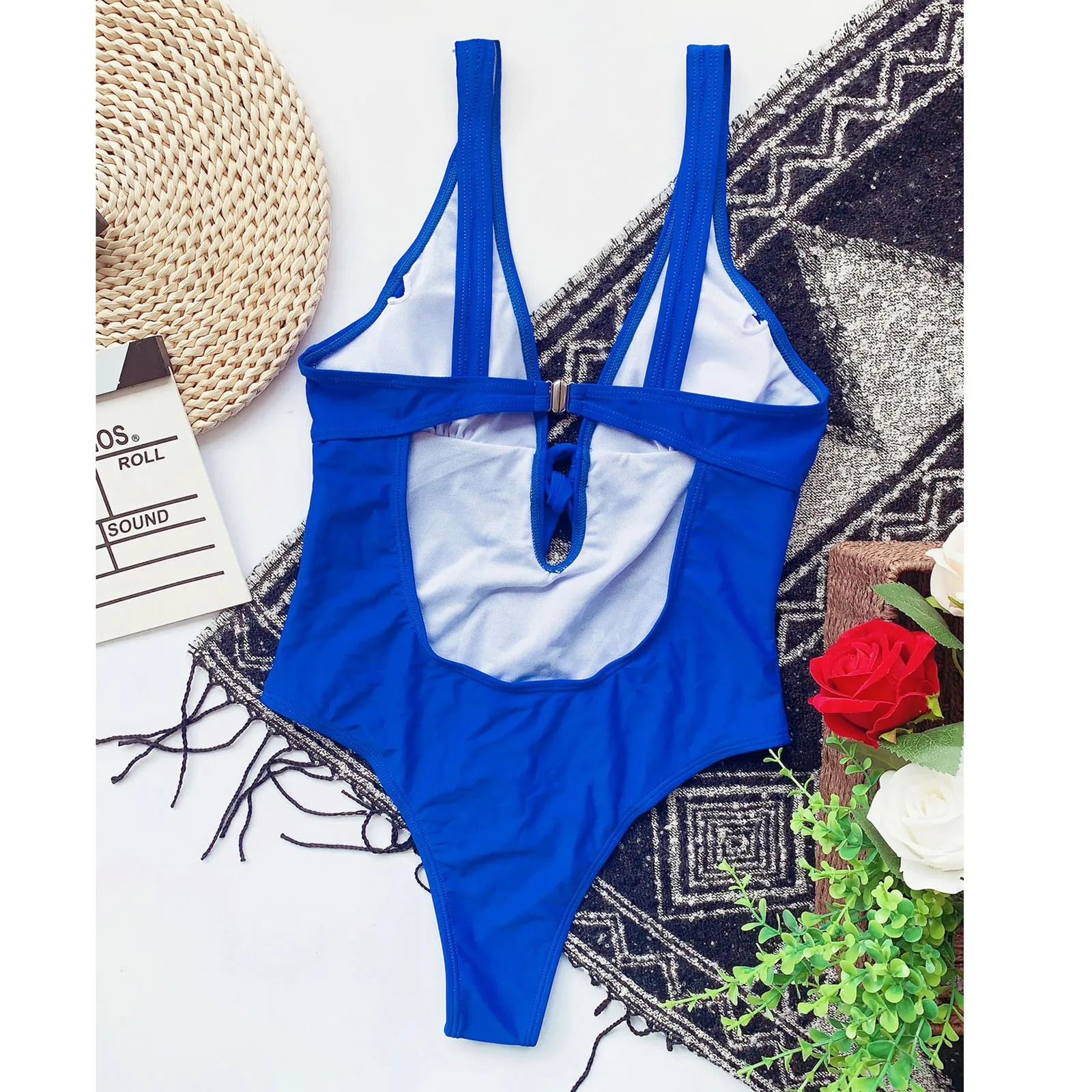 Темно-синее сексуальное бикини с высокой талией Женский комплект Мягкий