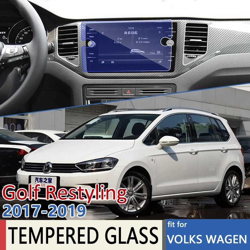 

for 8" Volkswagen VW Golf R Plus GTI Restyling 5G MK7 2017~2019 Navigation GPS Film Screen Protector Tempered Glass Accessories