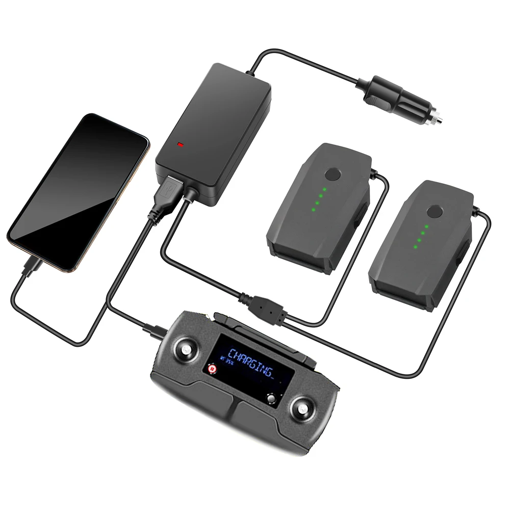 

2 In 1 Car Charger for DJI Mavic Pro Battery Portable Smart Travel Vehicle Charger Dual Output Charging Drone Accessories