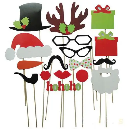 

DIY Photo Booth Props Mustache Glasses Gift On A Stick Christmas Party Family