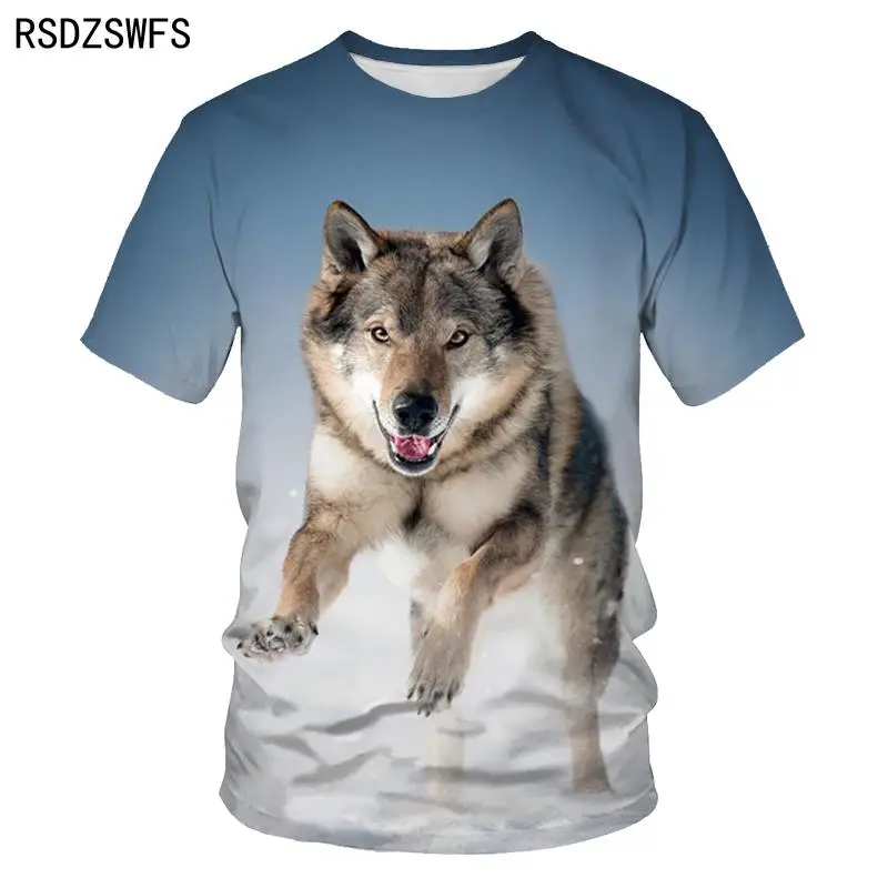 Футболка мужская с 3d-рисунком волка модный топ коротким рукавом Повседневная