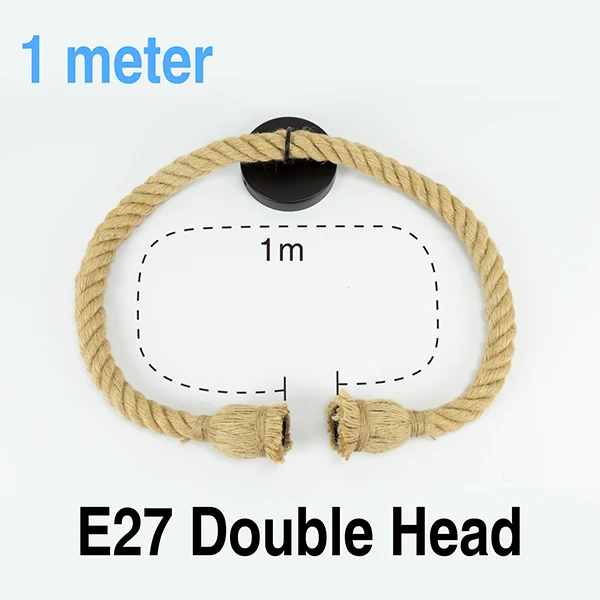 1M Double Rope Винтажный подвесной светильник Эдисона с пеньковой веревкой, держатель E27 1 м 1,5 м 2 м 3M, креативный подвесной светильник, промышленный светильник, базовый Декор - Цвет: 1M Double Rope