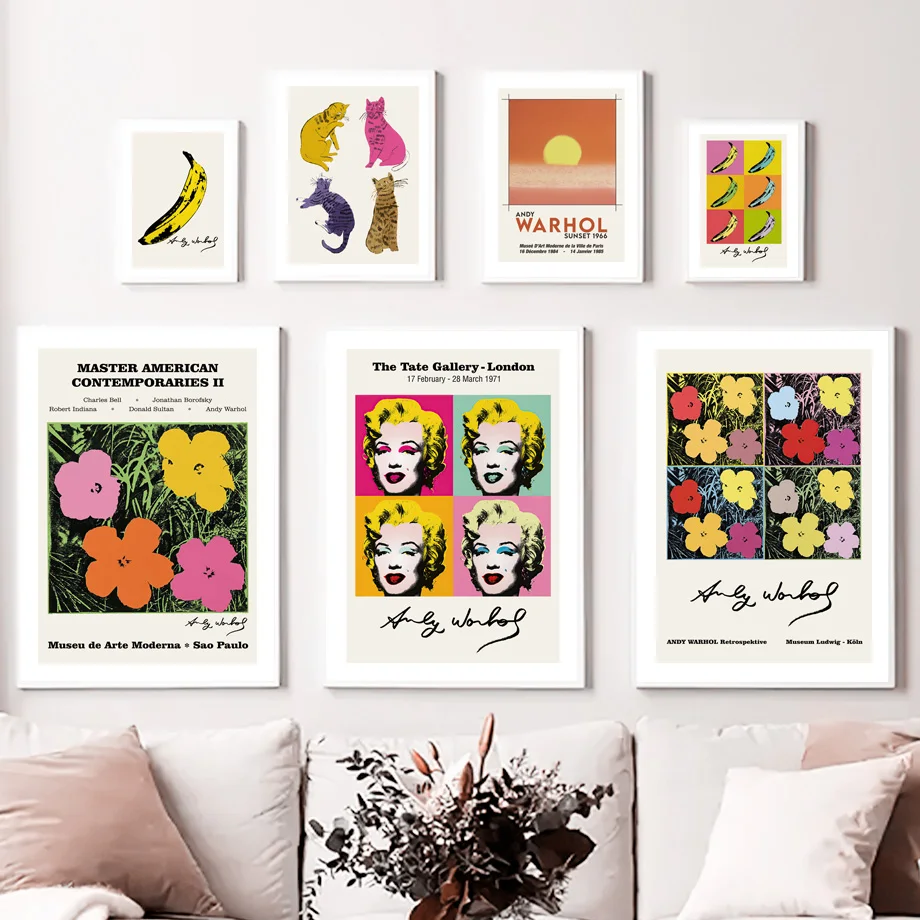 

Andy Warhol Sunset Cat Cattle Banana Wall Pop Art Canvas Painting Nordic Posters And Prints Wall Pictures For Living Room Decor