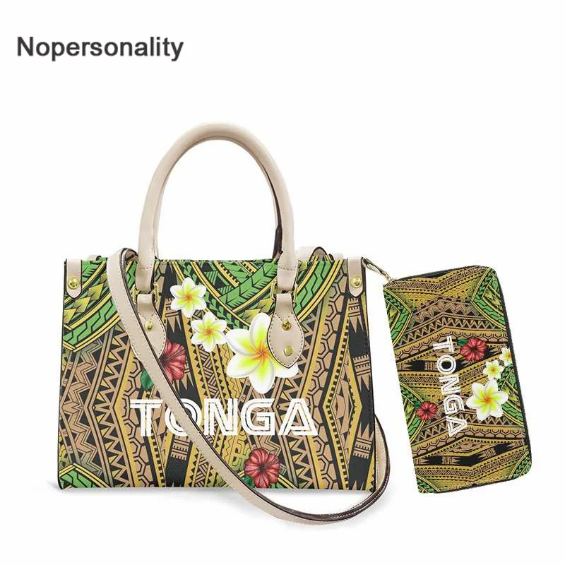 

Nopersonality Female Bag Polynesia Tonga Art Shoulder Bag Luxury Handbags and Wallet Set for Leather Square Messenger Bag